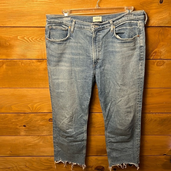 Citizens of Humanity Premium Vintage Women Jeans Blue Wash 33 frayed hem stretch - Picture 1 of 10